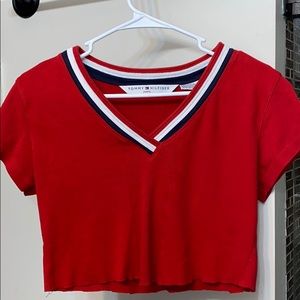 Red Tommy Hilfiger crop top